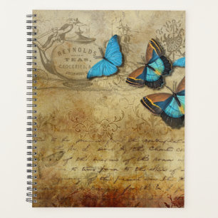 Vintage Blue Butterflies Planner