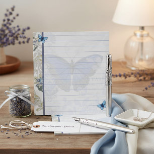 Vintage blue butterfly notepad