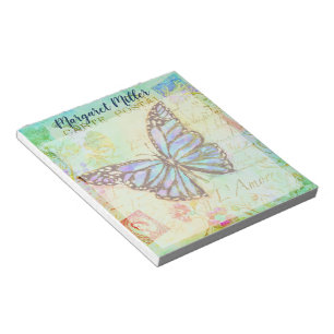 Vintage blue butterfly notepad
