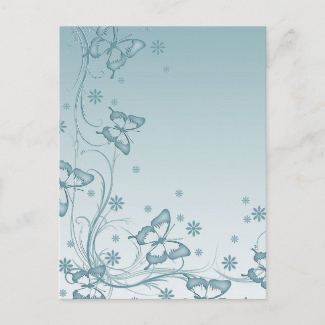 Vintage Blue Butterfly Save the date card (Front)