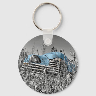 vintage blue car key ring