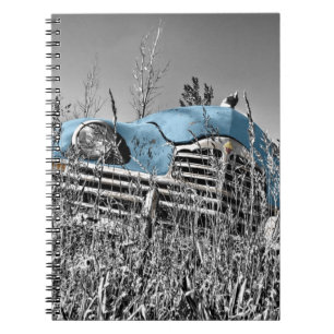 vintage blue car notebook
