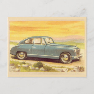 Vintage Blue Car Print Postcard