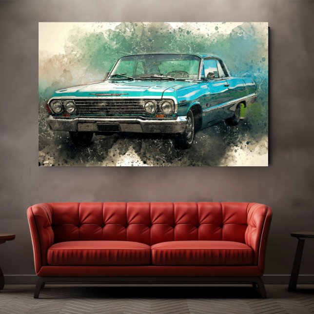 Vintage Blue Car Timeless Automobile Art Poster (Creator Uploaded)