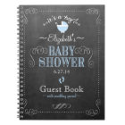 Vintage Blue Chalkboard Look Baby Shower Guestbook