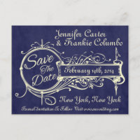 Vintage Blue Chalkboard Save The Date