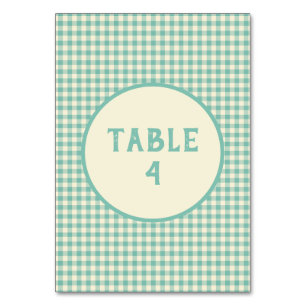 Vintage Blue  Chequerboard Pattern Custom  Table Number