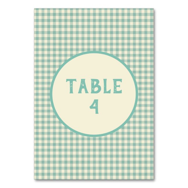 Vintage Blue  Chequerboard Pattern Custom  Table Number (Front)