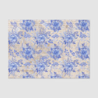 Vintage Blue Chinoiserie Flower Bouquet Decoupage