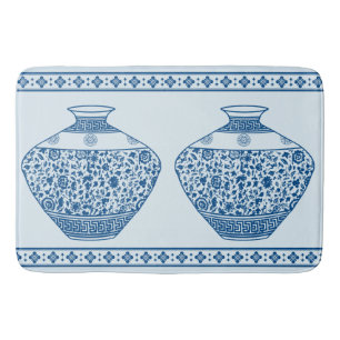 Vintage Blue Chinoiserie Ginger Jars Vases  Bath Mat