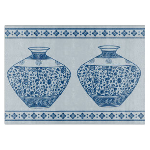 Vintage Blue Chinoiserie Ginger Jars Vases Cutting Board