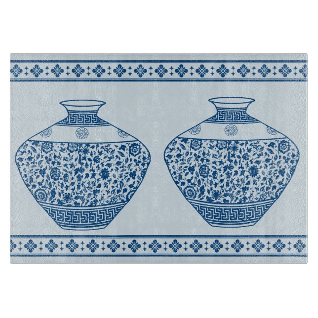 Vintage Blue Chinoiserie Ginger Jars Vases  Cutting Board (Front)