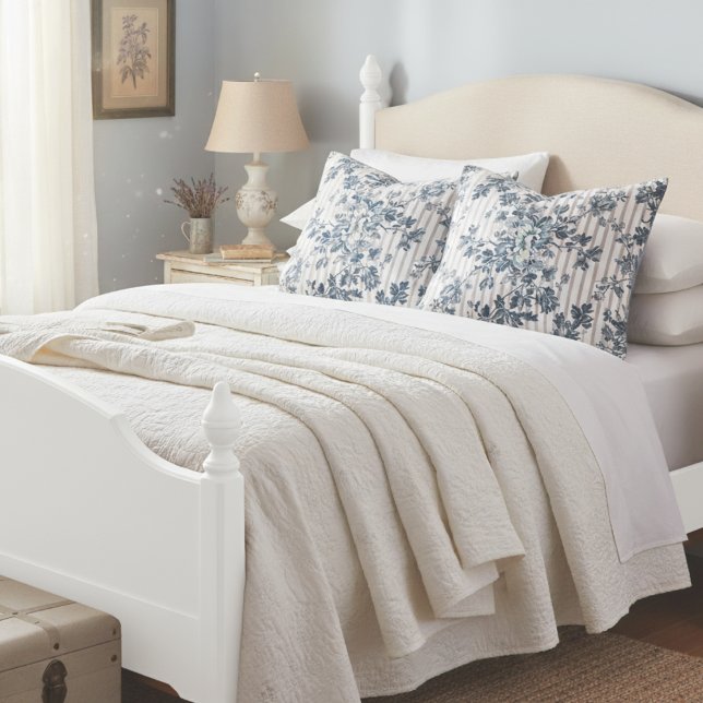 Vintage Blue Chintz And Pinstriped Pattern Pillowcase (Creator Uploaded)