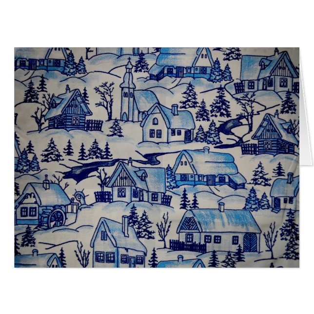 Vintage Blue Christmas Holiday Village (Front Horizontal)