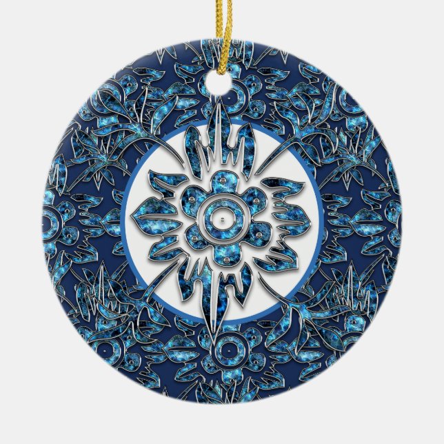 Vintage Blue Christmas Ornament (Front)