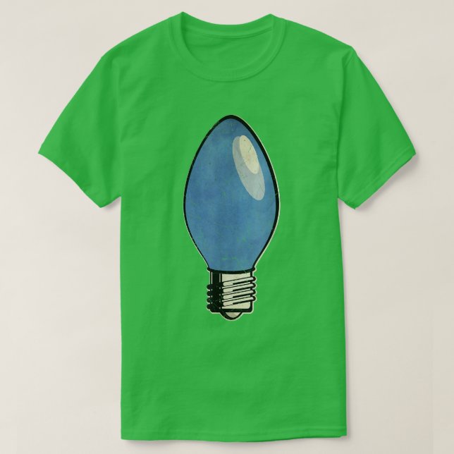 Vintage Blue Christmas Tree Light Bulb  T-Shirt (Design Front)
