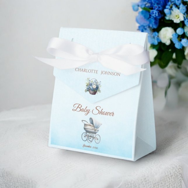 Vintage Blue Classic Boy Baby Shower Favour Box (Creator Uploaded)