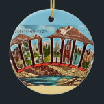 Vintage Blue Colorado Postcard Ceramic Tree Decoration<br><div class="desc">A very vintage scenic greetings postcard from the State of Colorado repurposed! The image is on the back and front.  If you'd like,  you can remove the back image and add a personal greeting.</div>