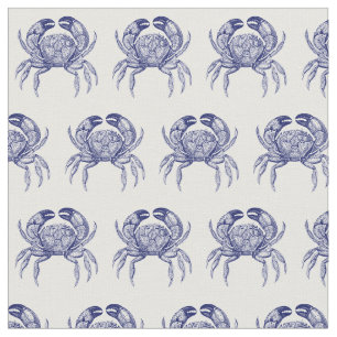 Vintage Blue Crab #1 Drawing Fabric