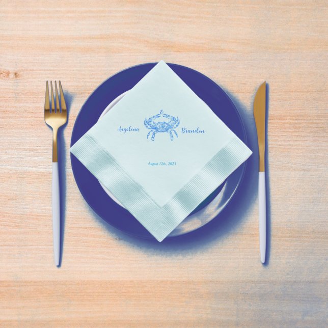 Vintage  blue  crab  -blue  wedding napkins (Creator Uploaded)