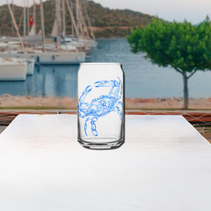 Vintage  blue  crab can glass
