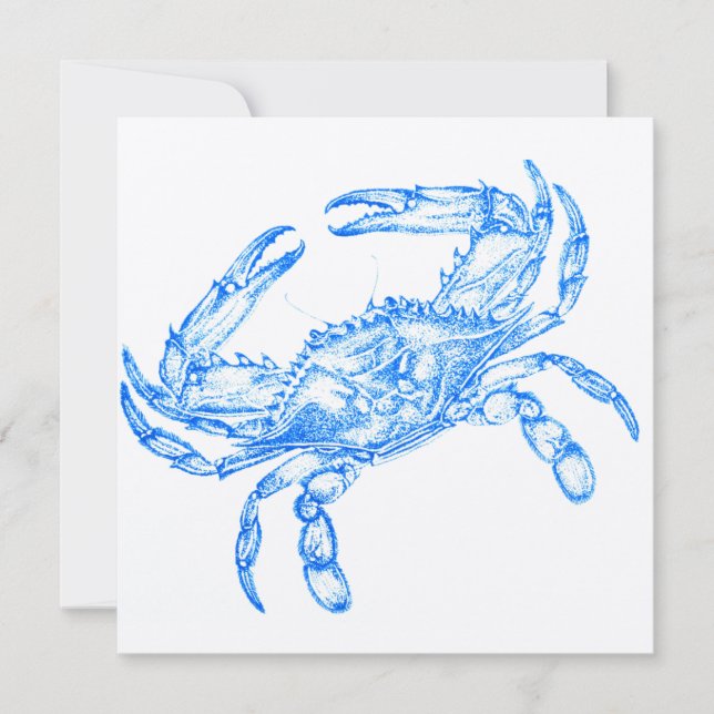 Vintage  blue  crab invitation (Front)