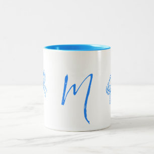 Vintage blue crab -monogrammed Two-Tone coffee mug