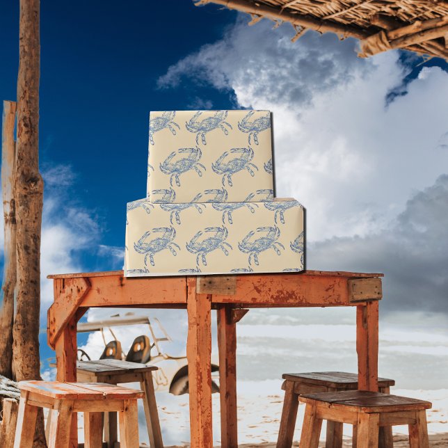 Vintage  blue  crab no2    wrapping paper (Creator Uploaded)