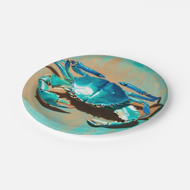 Vintage  blue  crab paper plate (Angled)