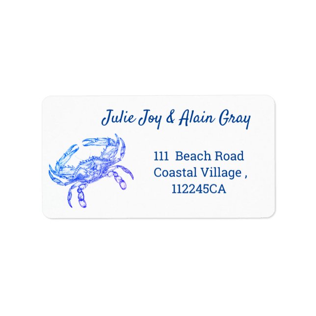 Vintage  blue  crab - personalised label (Front)