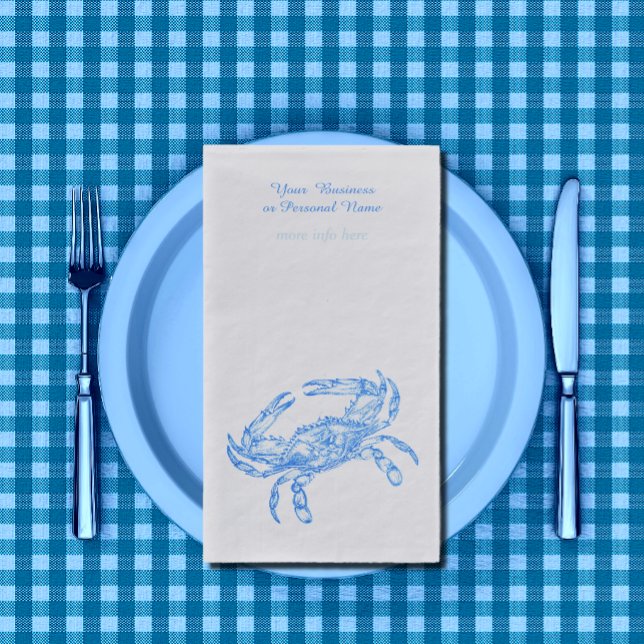 Vintage  blue  crab personalised napkin (Creator Uploaded)