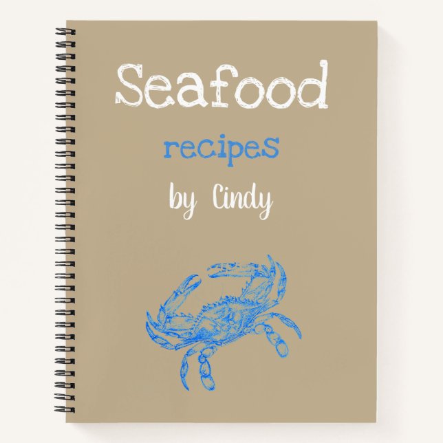 Vintage  blue  crab -personalised notebook (Front)
