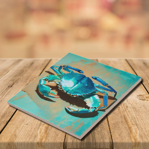 Vintage  blue  crab  tile