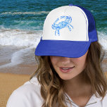 Vintage  blue  crab trucker hat<br><div class="desc">Vintage  blue  crab  -  the antique drawing edited and applied on this trucker hat by Alma Wad . You can personalize it now with your monogram /text /logo .</div>