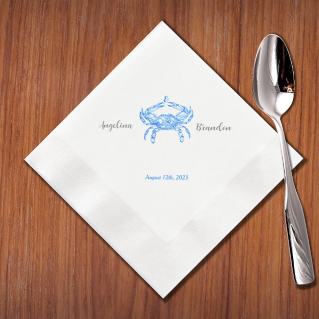 Vintage  blue  crab  wedding napkin (Creator Uploaded)