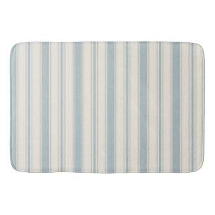 Vintage Blue & Cream Striped French Country Bath Mat