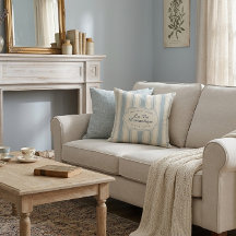 Vintage Blue & Cream Striped French Country 