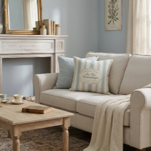 Vintage Blue & Cream Striped French Country Cushion