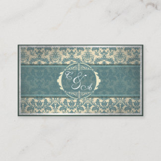 Vintage Blue Damask Wedding place card