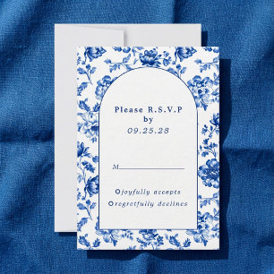 Vintage Blue delftware Floral wedding Invitation