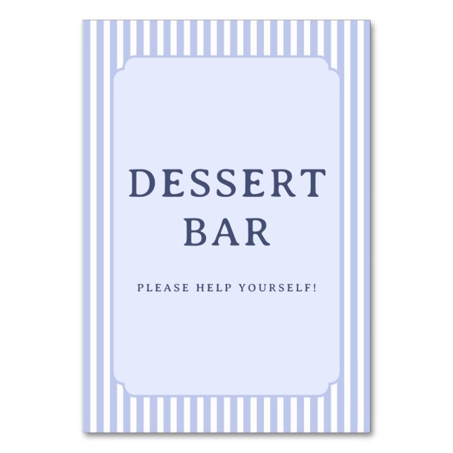 Vintage Blue Dessert Bar Sign Table Number (Front)