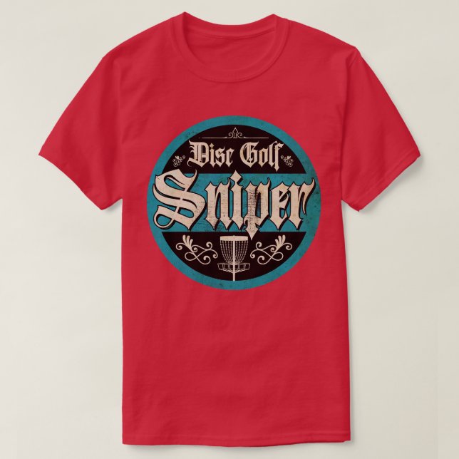 Vintage Blue Disc Golf Sniper T-Shirt (Design Front)