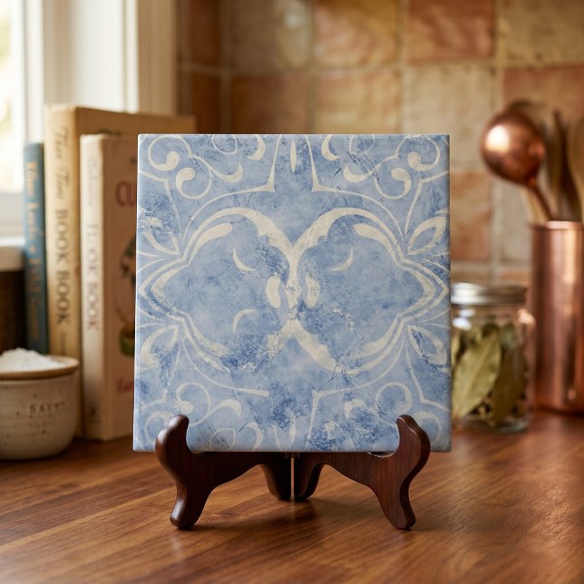 Vintage Blue Distressed Whitewashed Marble-Look Tile (Creator Uploaded)