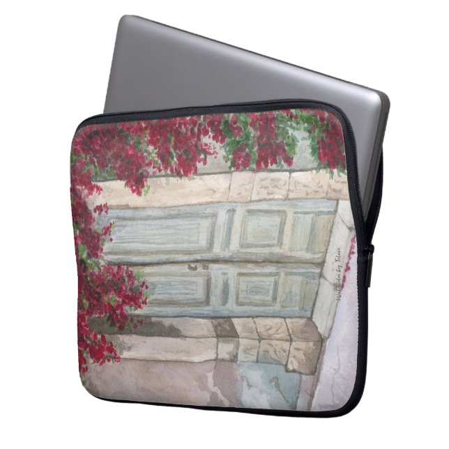 Vintage Blue Door  Laptop Sleeve (Front Left)