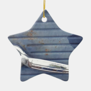 Vintage Blue Door, Silver Handle Ceramic Tree Decoration