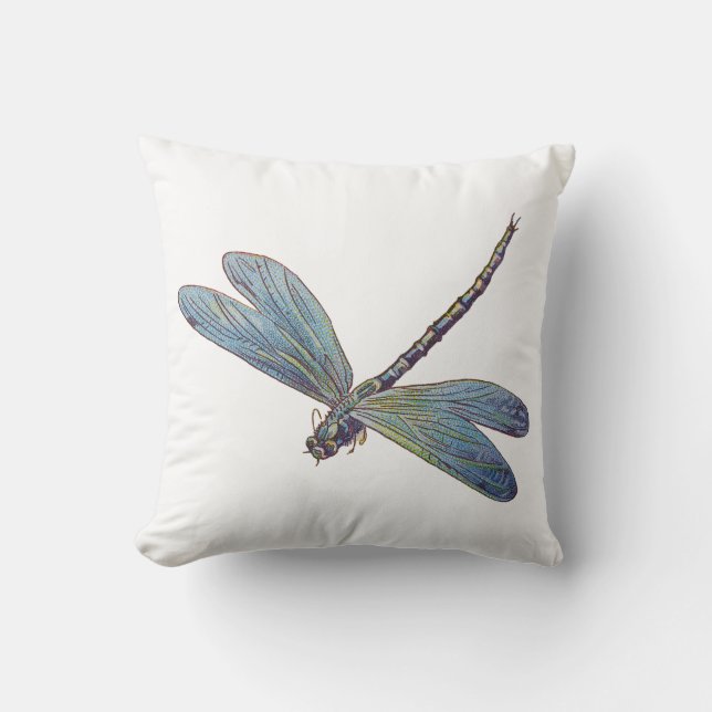 Vintage Blue Dragonfly Cushion (Front)