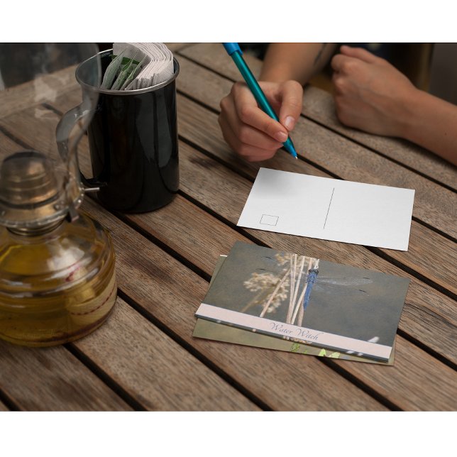 Vintage Blue Dragonfly Custom Botanical Note Postcard (Creator Uploaded)