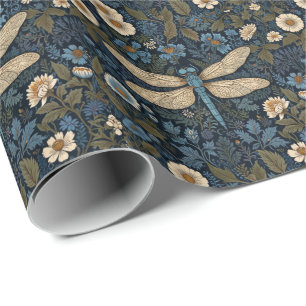 Vintage blue Dragonfly Wrapping Paper