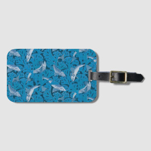Vintage Blue Fish & Seaweed: Art Nouveau Nautical Luggage Tag