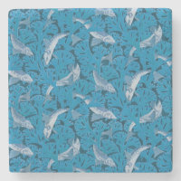 Vintage Blue Fish & Seaweed: Art Nouveau Nautical
